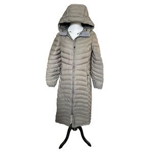 L.L. Bean Ultralight 850 Long Length Down Puffer Hooded Gray Coat